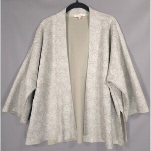 Anthropologie‎ SOLITAIRE Open Cardigan MEDIUM Floral Faux Suede Jacket Kimono